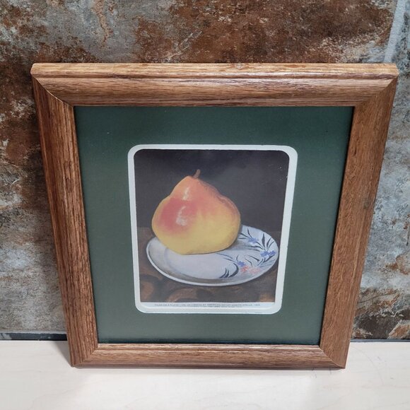 Framed Print Pear On A Plate Oil On Canvas by American Artist Joseph Stella 1925 - Picture 3 of 13